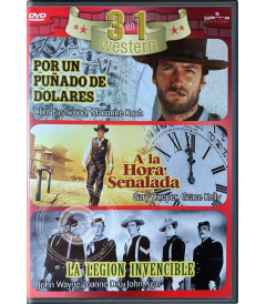 DVD - 3 EN 1 WESTERN (POR UN PUÑADO DE DÓLARES, A LA HORA SEÑALADA, LA LEGION INVENCIBLE) - USADO
